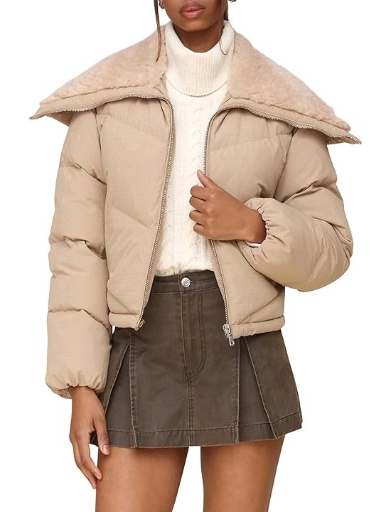 Avec Les Filles Thermalpufftm Envelope Collar Puffer Womens Jacket Sand