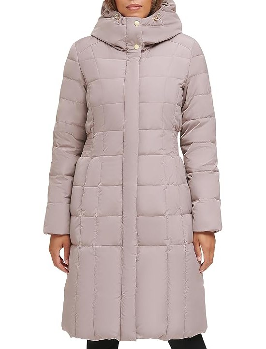 Cole Haan Taffeta Down Coat With Bib Womens Jacket Cashew