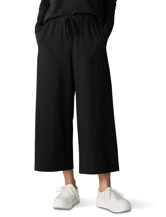 Eileen Fisher Wide Cropped Pants Womens Casual Pants Black