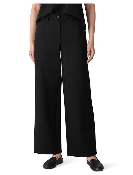 Eileen Fisher Washable Flex Ponte Wide Full Length Trouser Womens, Black