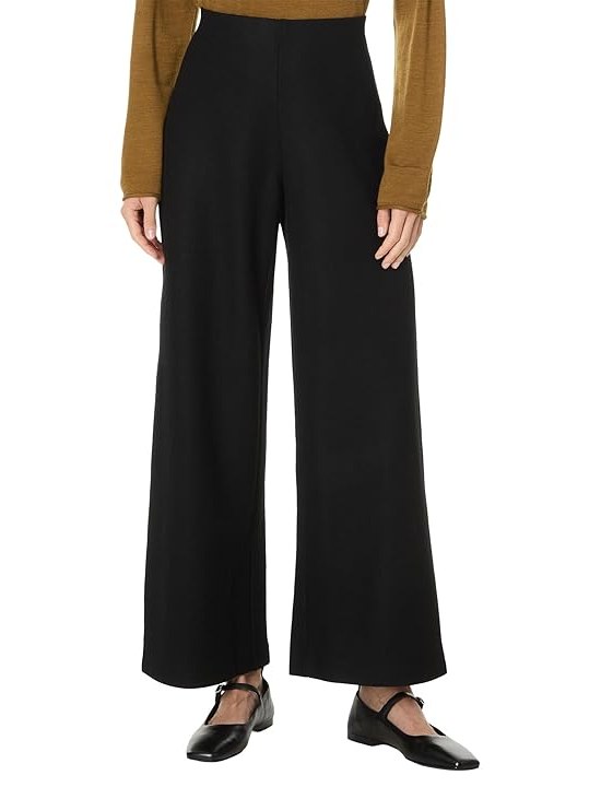 Eileen Fisher Petite Full Length Wide Pant Womens Dress Pants Black